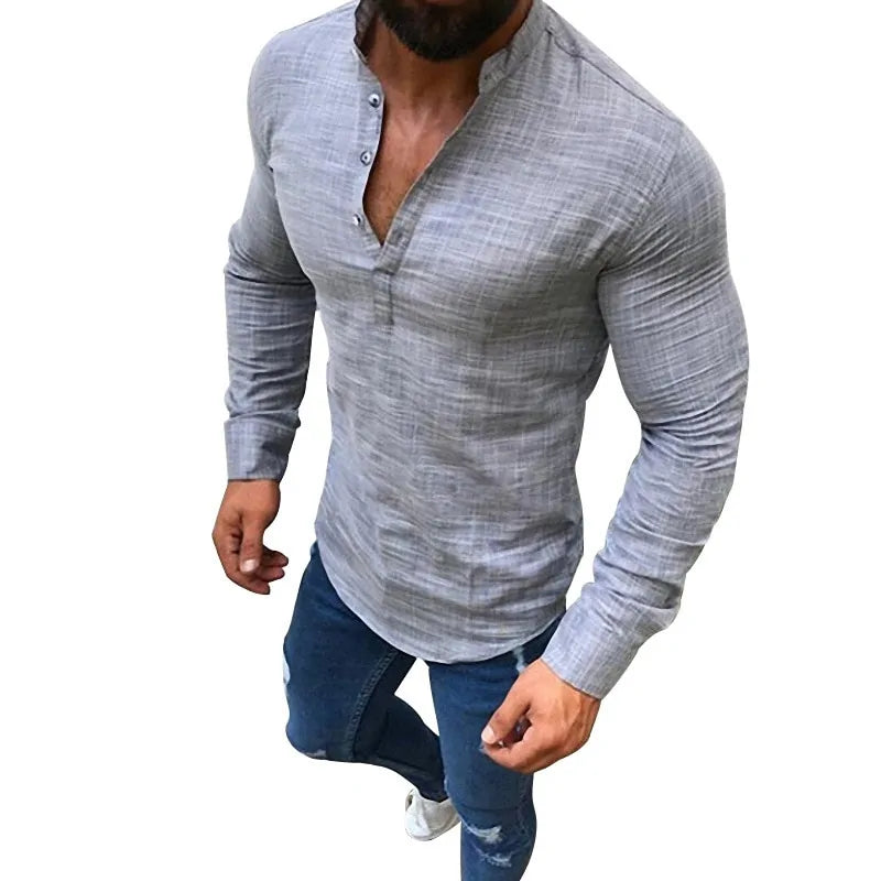 Men's Slim Fit long sleeve Linen shirts