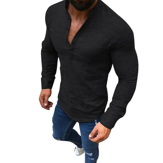 Men's Slim Fit long sleeve Linen shirts