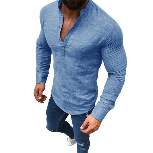Men's Slim Fit long sleeve Linen shirts