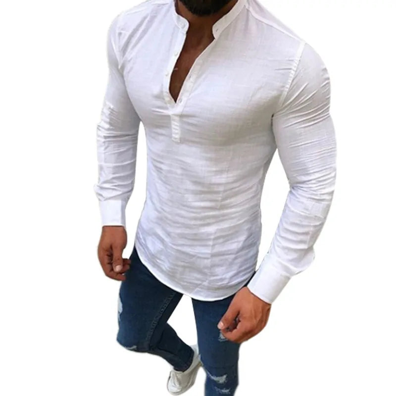 Men's Slim Fit long sleeve Linen shirts
